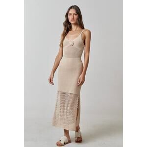 Rosette Crochet Sleeveless Sweater Maxi Dress